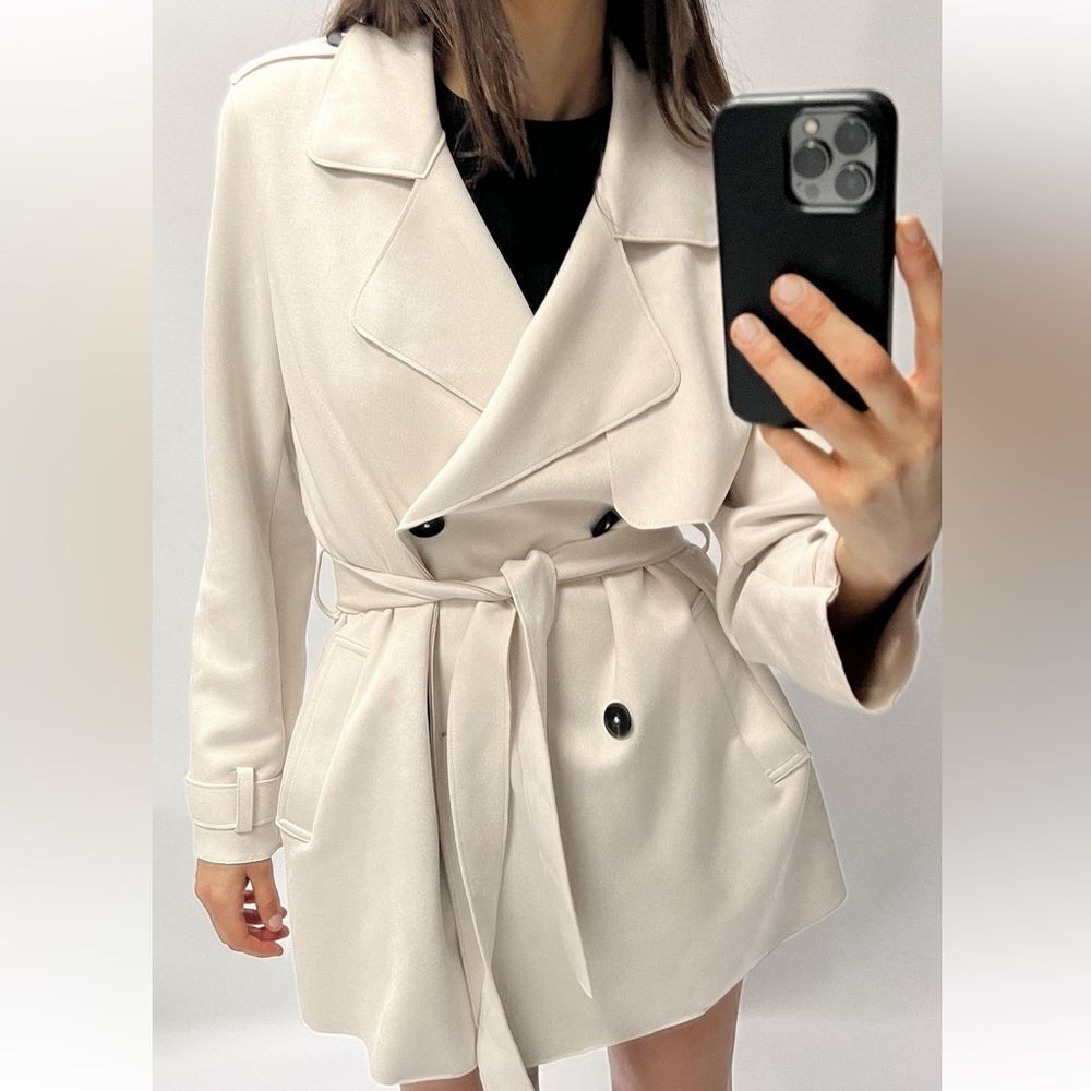 Zara faux suede trench coat NWT - Picture 2 of 6